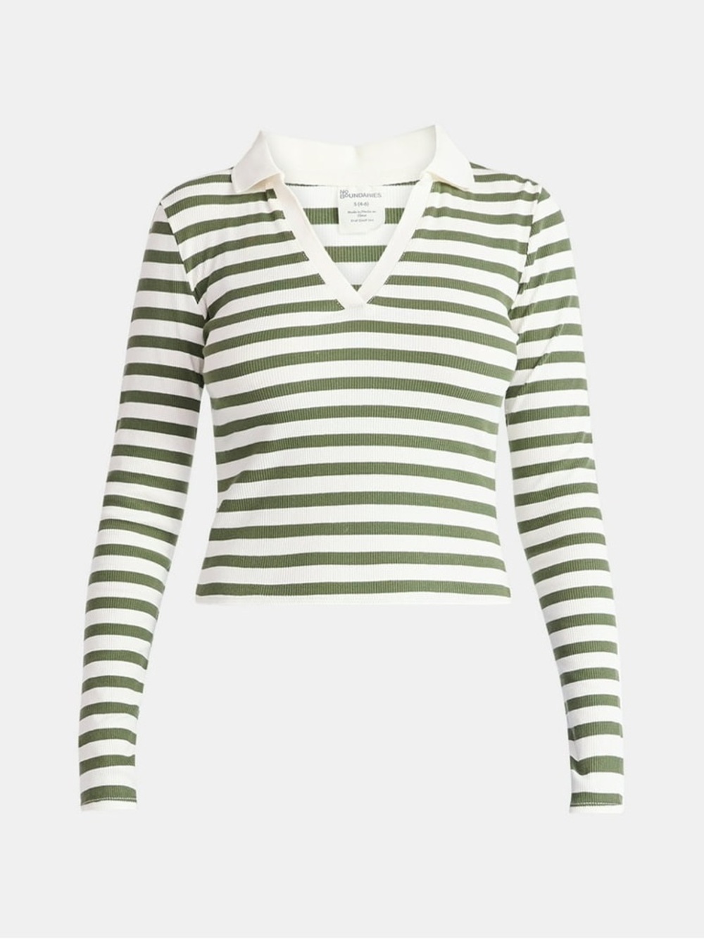 🌿5/$25 NoBo Striped Long-Sleeve Cropped Polo